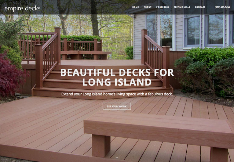 Website designed for a deck construction company
