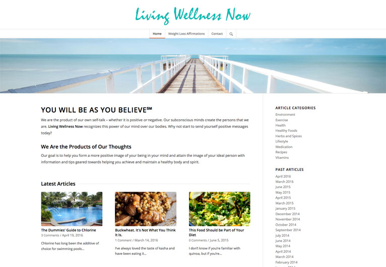 Website designed for a health and wellness site