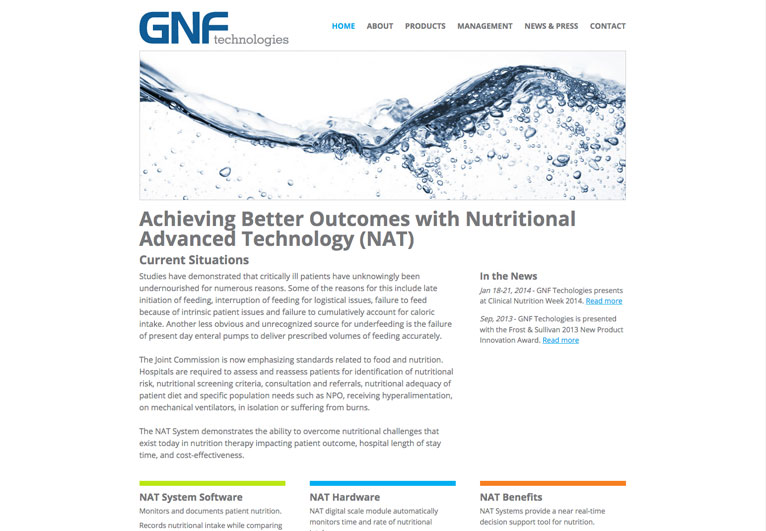 Website designed for a nutrition technology company