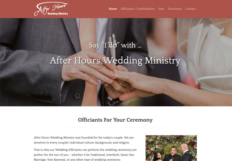 Website designed for a wedding officiant service